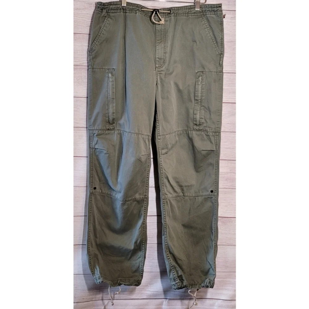 Vintage 90s Structure Men Zip Cargo Pants Utility Size M Army Green X-Marlin